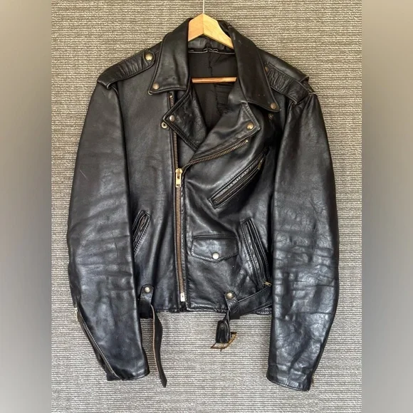 Vintage Harley-Davidson Black Leather Jacket 80s Size Medium - Picture 2 of 5